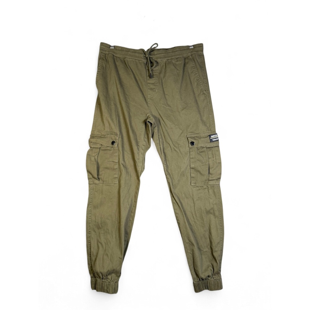 WeSC Mens Slim Utility Cargo Jogger Pants Olive Green M413777R Stockholm Sweden